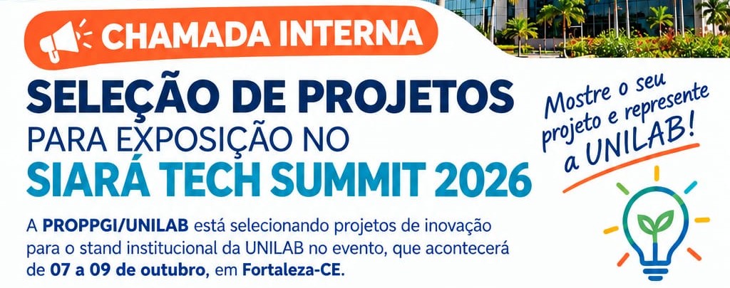 Imagem referente a postagem de título CHAMADA INTERNA PARA SELEÇÃO DE PROJETOS PARA EXPOSIÇÃO ...